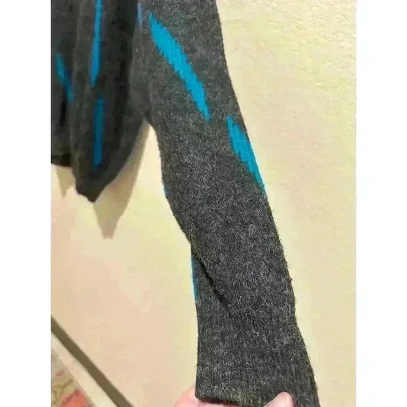 VTG Nicolas Allen Womens Size M Pattern Knit Pullover Sweater Gray Blue Crewneck - Picture 7 of 10